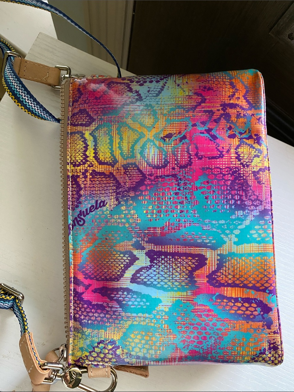 Consuela Multicolor Crossbody Bag - Pink, Turquoise, Yellow, Purple - Picture 8 of 9